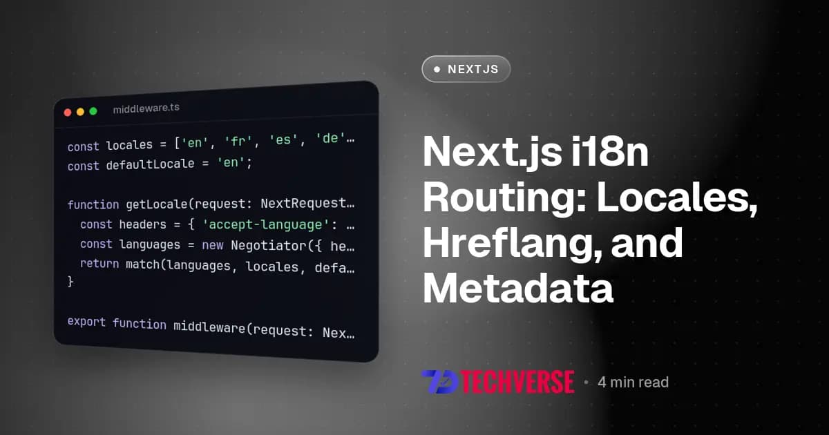 Next.js i18n Routing: Locales, Hreflang, and Metadata