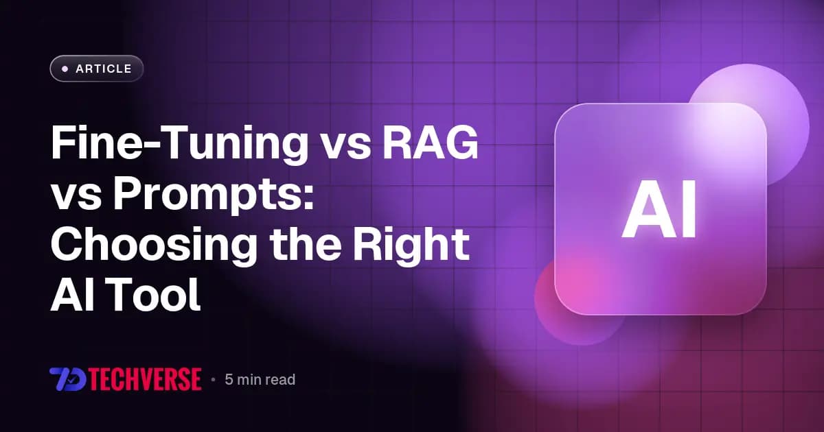 Fine-Tuning vs RAG vs Prompts: Choosing the Right AI Tool Fine-Tuning vs RAG vs Prompts: Choosing the Right AI Tool